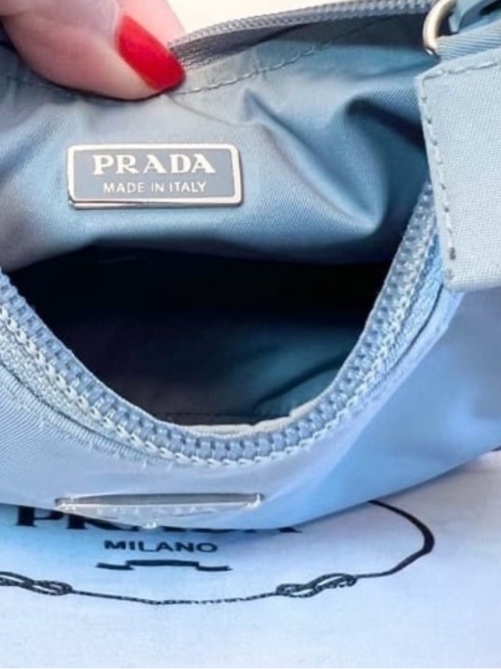 Prada⭐️Light Blue Nylon Re-Edition with Silver Hardware